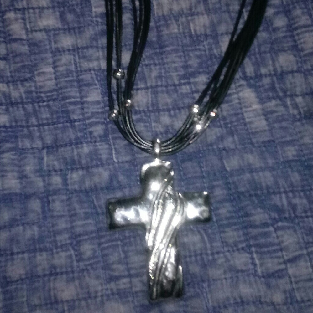 Silver bold cross necklace